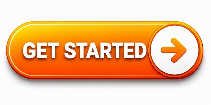 Bright orange get started button with white arrow icon