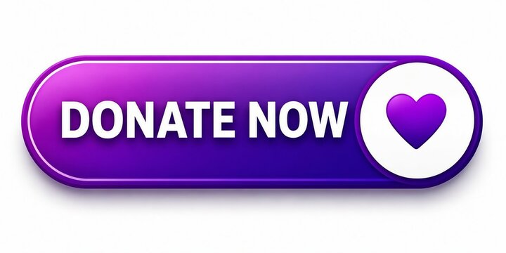 Purple donate now button with heart icon