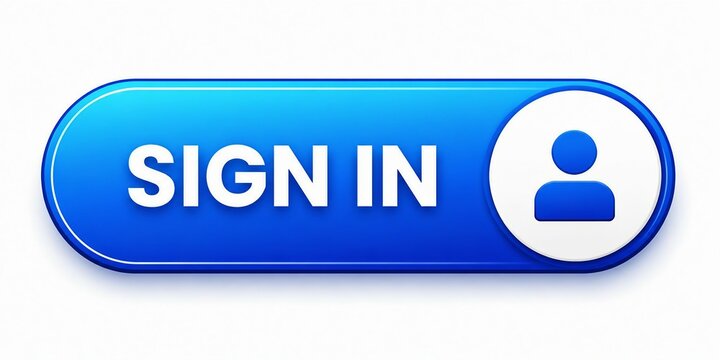 Modern blue sign in button with user icon for website login