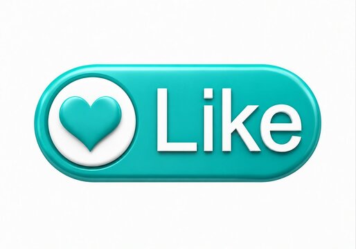 Modern turquoise like button with heart icon