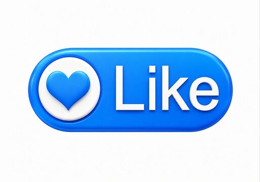 Blue like button with white heart icon