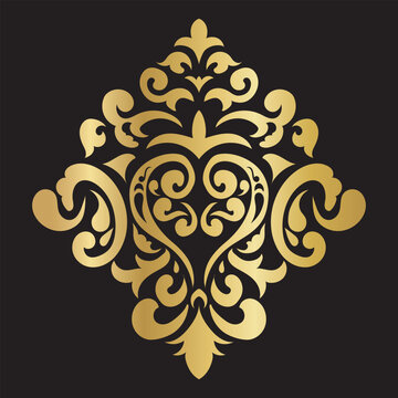 Gothic medieval ornamental motif inspired by damask, tapestry, vintage wallpaper, textile, fabric and carpet decoration