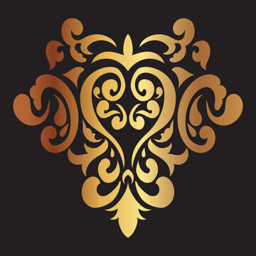 Gothic medieval ornamental motif inspired by damask, tapestry, vintage wallpaper, textile, fabric and carpet decoration