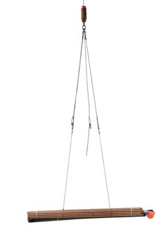 a bundle of copper piping rigged being lifted Isolated on transparent background&nbsp;