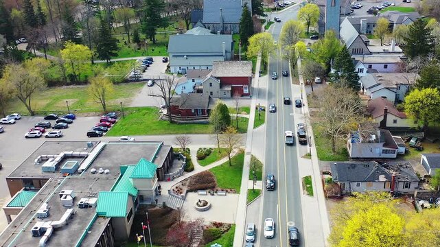 Aerial hyperlapse scene of Ancaster, Ontario, Canada in early fall 4K