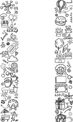 Naklejka premium Hand Drawn Amusement Park Left Right Border Background