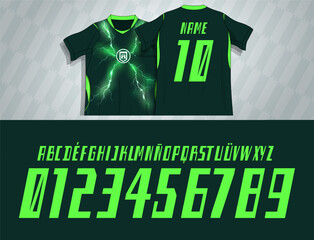Dynamic athletic alphabet and numbering set with slanted geometric forms, sharp diagonal cuts and speed driven styling for jerseys, esports branding and print © Ozymandias1927