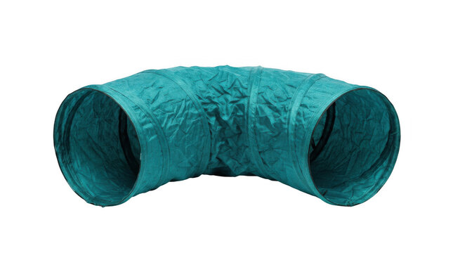 Aqua colored collapsible pet play tunnel for cats and small animals providing entertainment and exercise.