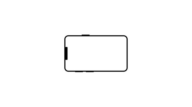 Smartphone horizontal orientation animation on white background.