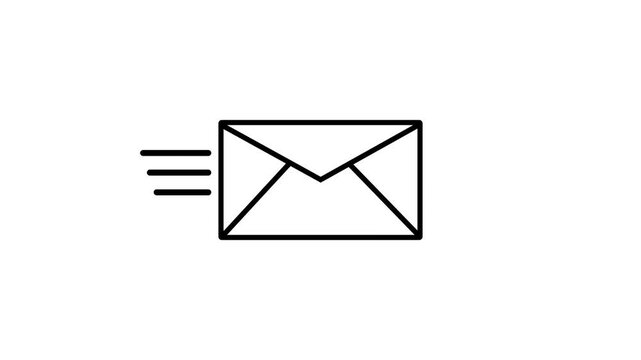 Email send icon animation on white background.
