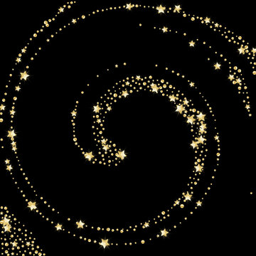 Golden stars on a black background move in a circle.
