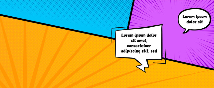 Comic grid layout with vibrant frames and graphic manga elements, dynamic backdrop, cartoon art designs. Comic panel pop art color background template.