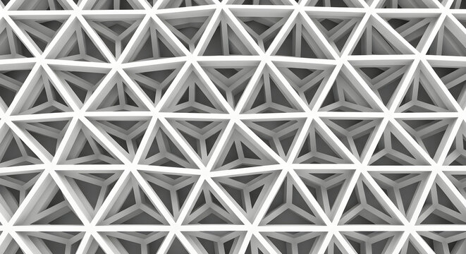 Abstract Geometric 3D Structure Composed of Interconnected Triangular Patterns and Repeating Nodes for Modern Architectural Design
