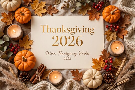 Premium Rustic Harvest Celebrate Thanksgiving 2026 Banner on Weathered