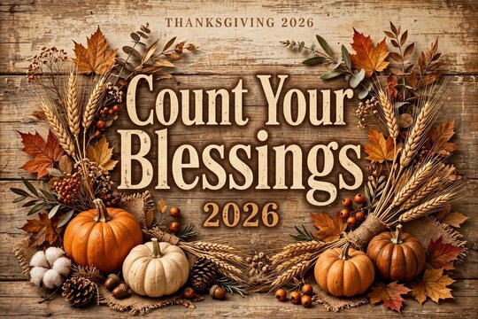 Premium Thanksgiving 2026 Gather Together Poster with Large Typography