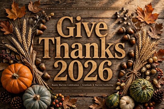 Elegant Watercolor Thankful 2026 Wreath with Pumpkins Maple Leaves Ber