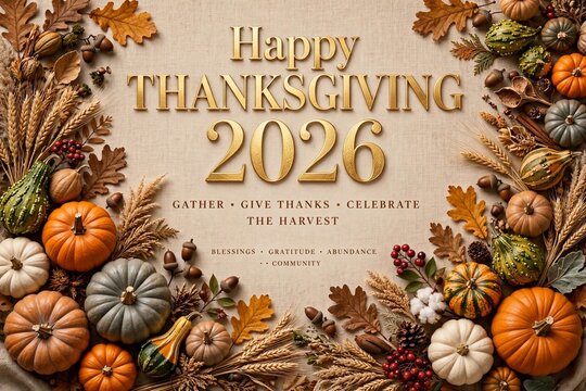 Sophisticated Season of Thanks 2026 Greeting Card with Gold Foil Typog