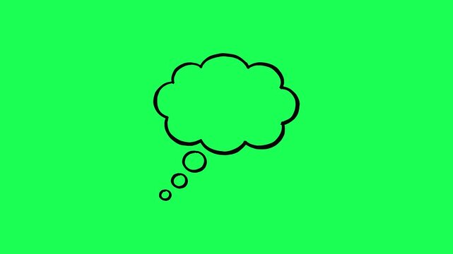 Hand drawn thought bubble on a bright green background