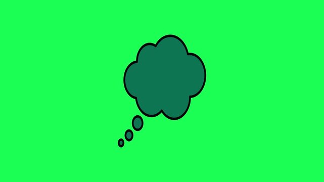 Dark green thought bubble isolated on a bright green background