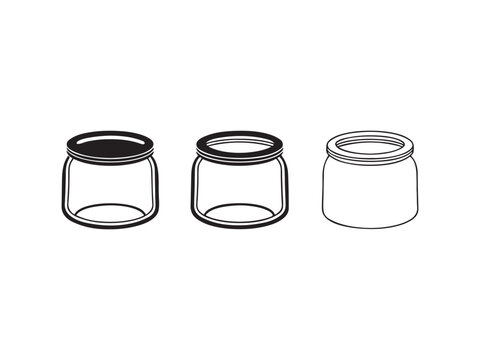  empty glass jars with lids in a row on white