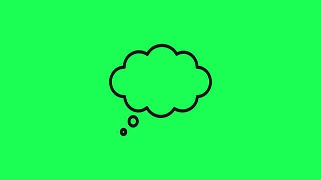 Black outline of a thought bubble on green background