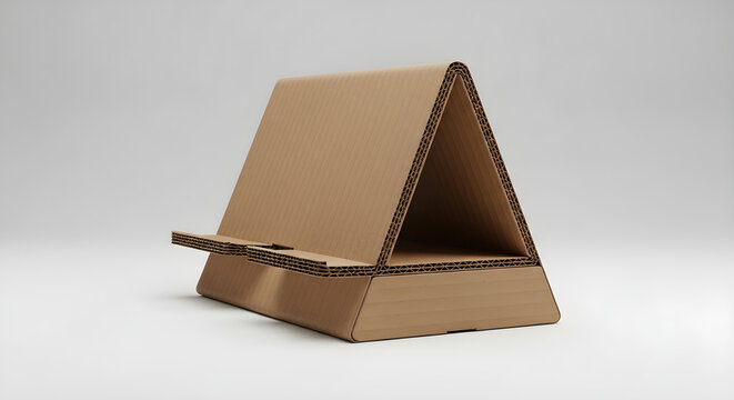 Sustainable Foldable Cardboard Desktop Stand for Smartphones and Tablets Providing a Minimalist Eco-Friendly Display Solution