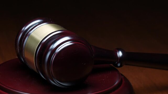 judge hammer lies on table closeup