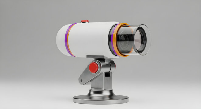 Futuristic Robotic Surveillance Camera Device with Advanced Optical Lens Technology for Modern Security and Automated Monitoring Systems