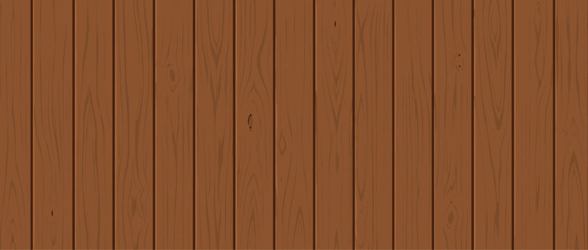 Brown wood texture seamless background with natural wooden plank fence, vertical lath slat siding, rustic timber wall panel pattern