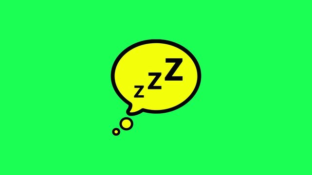 Yellow speech bubble with sleeping zzz letters on green background