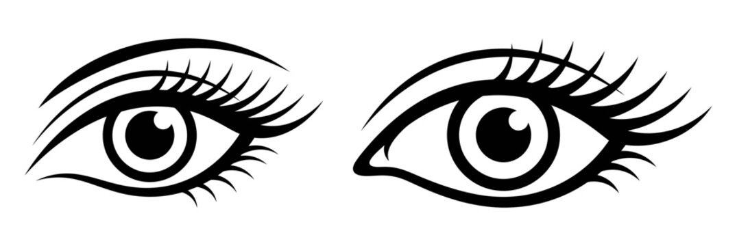 Detailed female eyes with long eyelashes and elegant eyebrows vector graphic design eyebrow shape eye vector icon set