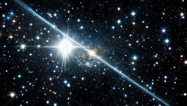 High-octane 4K sci-fi motion design asset simulating a hyper-speed flight through a deep cosmic starfield characterized by dramatic motion blur streaks digital glitch artifacts and blinking