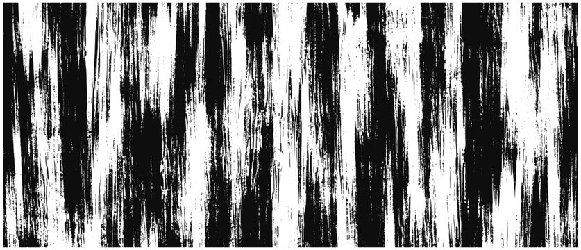 Black and white grunge striped seamless pattern with rough vertical brush paint strokes, distressed handmade texture vector illustration