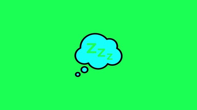 Blue thought bubble with sleeping zzz letters on green background