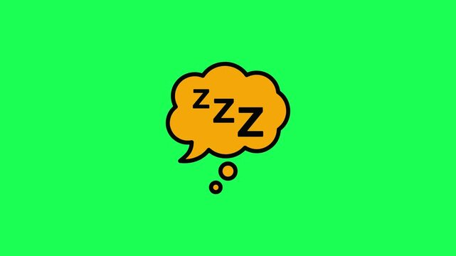 Orange thought bubble with zzz letters on green background