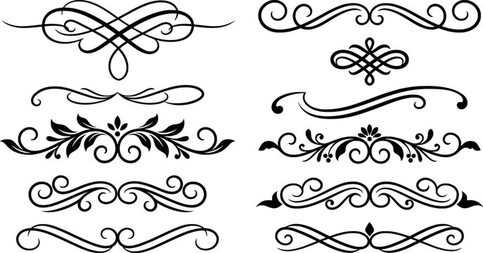 Set of vintage calligraphic vector dividers and ornaments