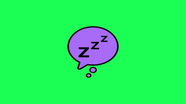 Purple speech bubble icon with zzz letters for sleeping concept