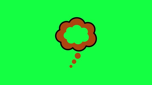 Brown thought bubble icon isolated on a bright green background
