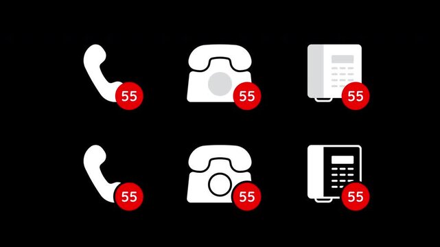 Missed calls increase animated with alpha channel. Phone call notification motion graphic on transparent background. Mobile, telephone.