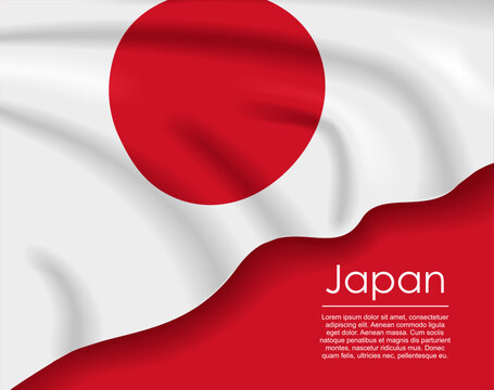 Japanese waving flag template for national day or travel concept. Vector illustration.