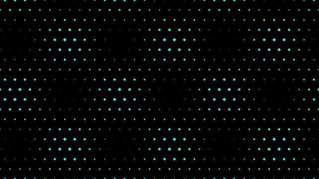 Abstract cyan diamond pattern background with rhythmic pulsating motion light effect.