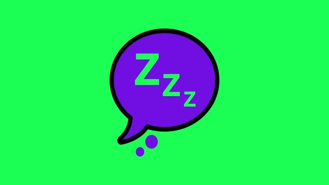 Purple speech bubble with green z letters representing sleep concept