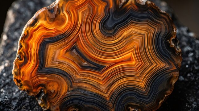 Agate mineral showing intricate natural striped patterns