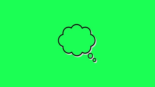 Blank thought bubble icon isolated on a bright green background