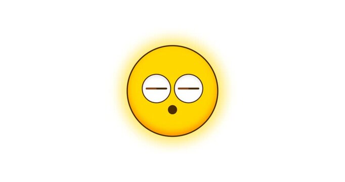 Surprised Reaction Yellow Emoji Face With Glowing Aura