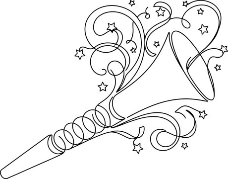happy new year celebration festival one line art design 2027 new editable Magical wand with decorative swirls and stars illustration isolated on transparent background, isolated on white background, V