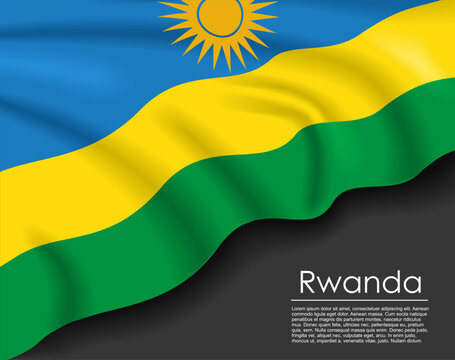 Rwandan waving flag template for national day or travel concept. Vector illustration.