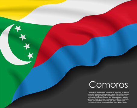 Comoros waving flag template for national day or travel concept. Vector illustration.