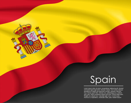 Spanish waving flag template for national day or travel concept. Vector illustration.