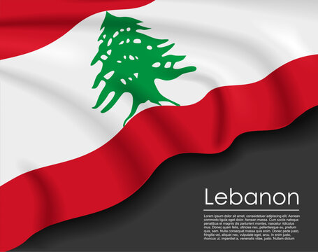 Lebanese waving flag template for national day or travel concept. Vector illustration.